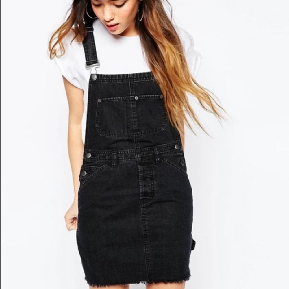 ASOS denim dress overalls in washed black